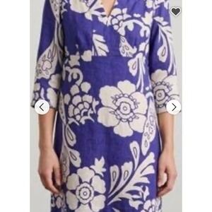 Boden sz 12 purple Hawaiian floral short sleeve linen sheath dress O